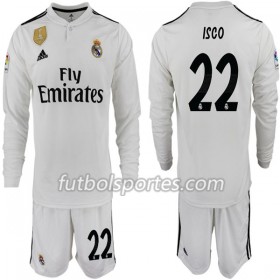 Camisetas Real Madrid ISCO 22 Niño Primera Equipacion 2018/2019 Manga Larga